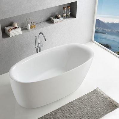 Milano Terry Freestanding Bathtub 170X80X580 W/Wood Bathshelf